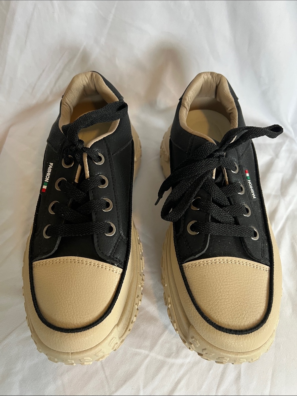 Black & Beige Chunky Women’s Sneakers New Without Tags or Original Box Very Nice